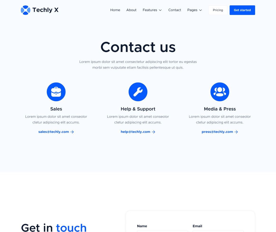 Contact Us - Techly X Webflow Template