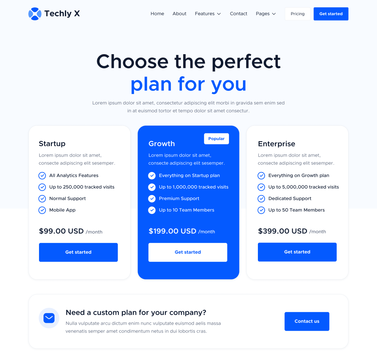 Pricing - Techly X Webflow Template