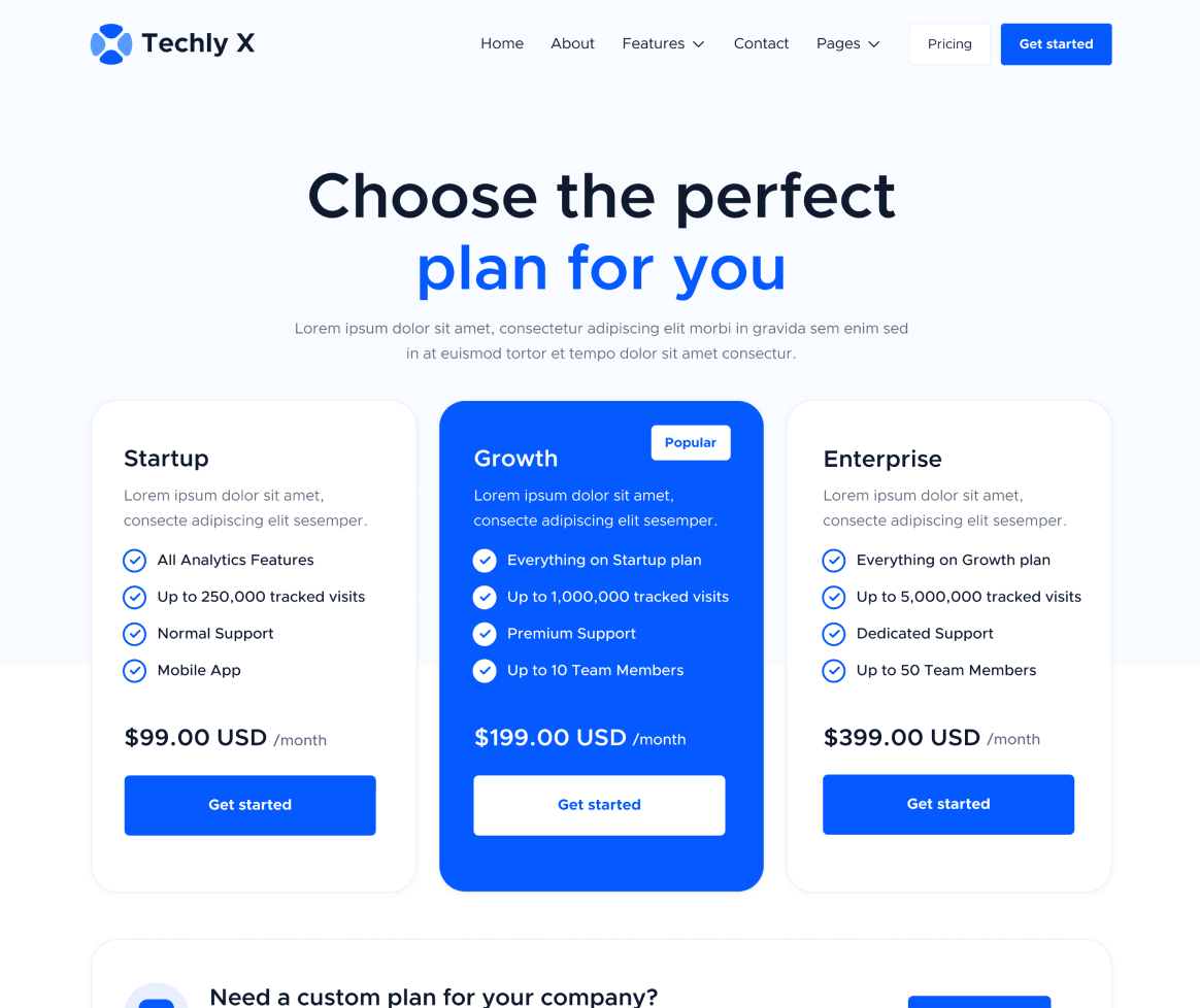 Pricing - Techly X Webflow Template